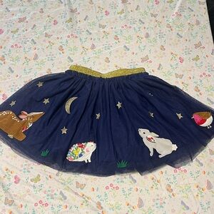 Mini Boden Navy Skirt with Animal Appliqué